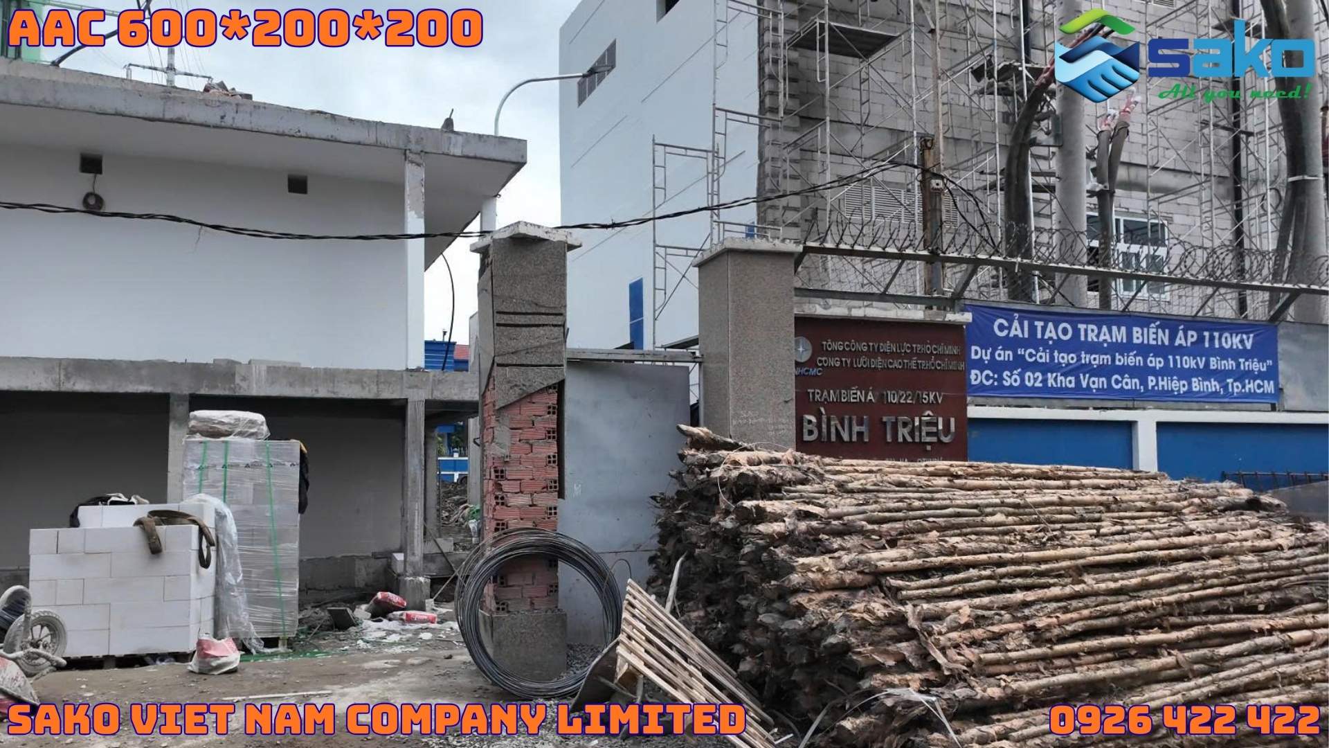 Gạch AAC cải tạo trạm biến áp 110kV Bình Triệu