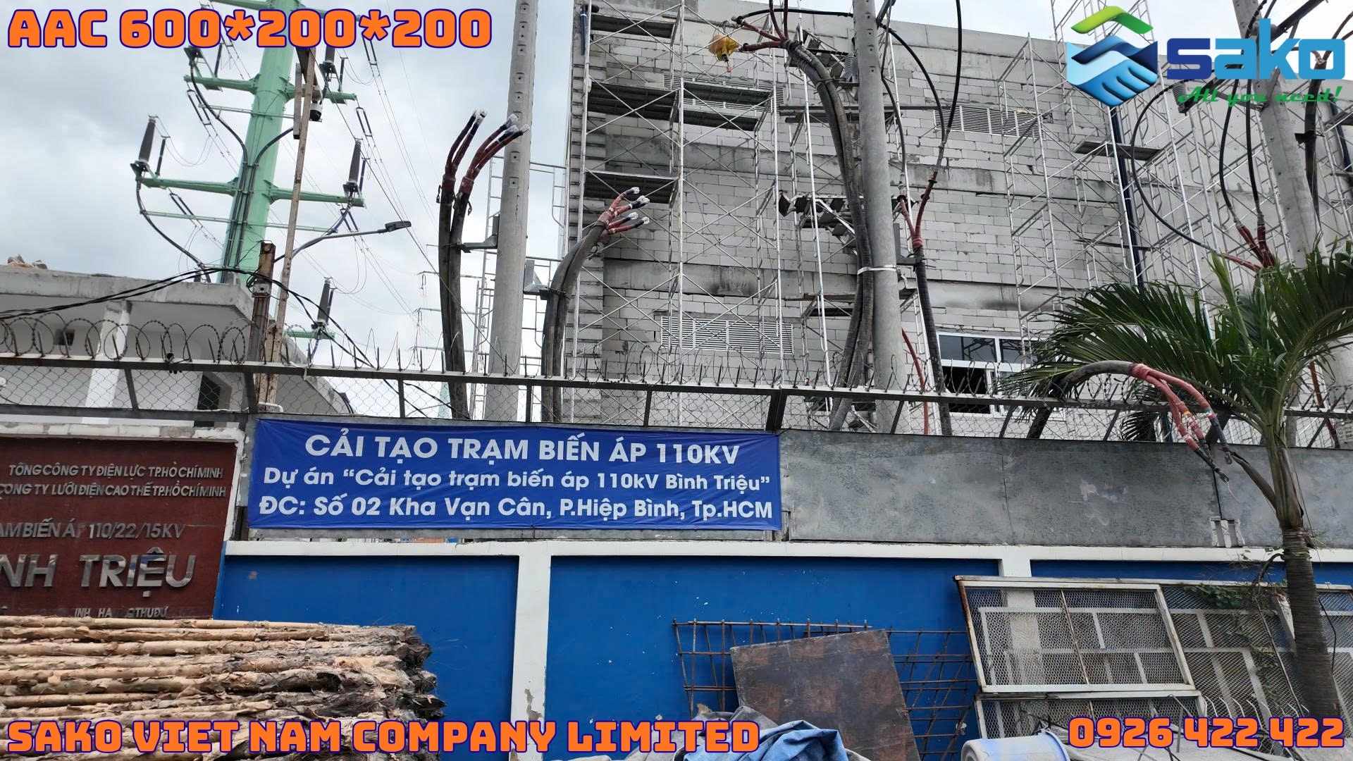 Gạch AAC cải tạo trạm biến áp 110kV Bình Triệu
