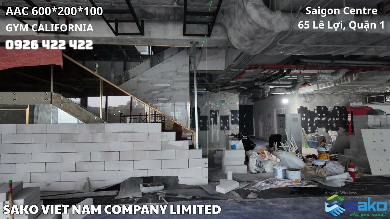 Gạch nhẹ AAC tại phòng Gym