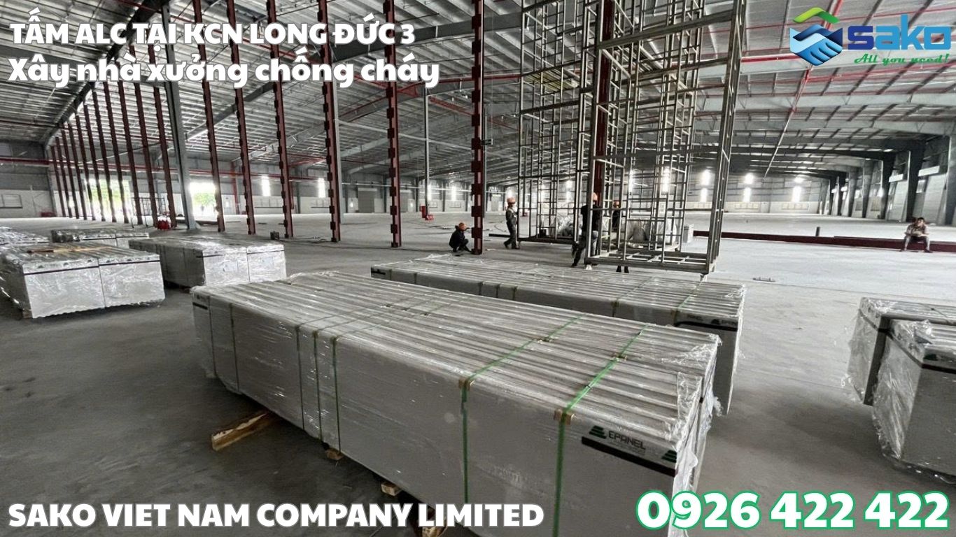 Bê tông khí tại KCN Long Đức 3 lắp dựng vách nagwn bằng phương pháp hiện đại