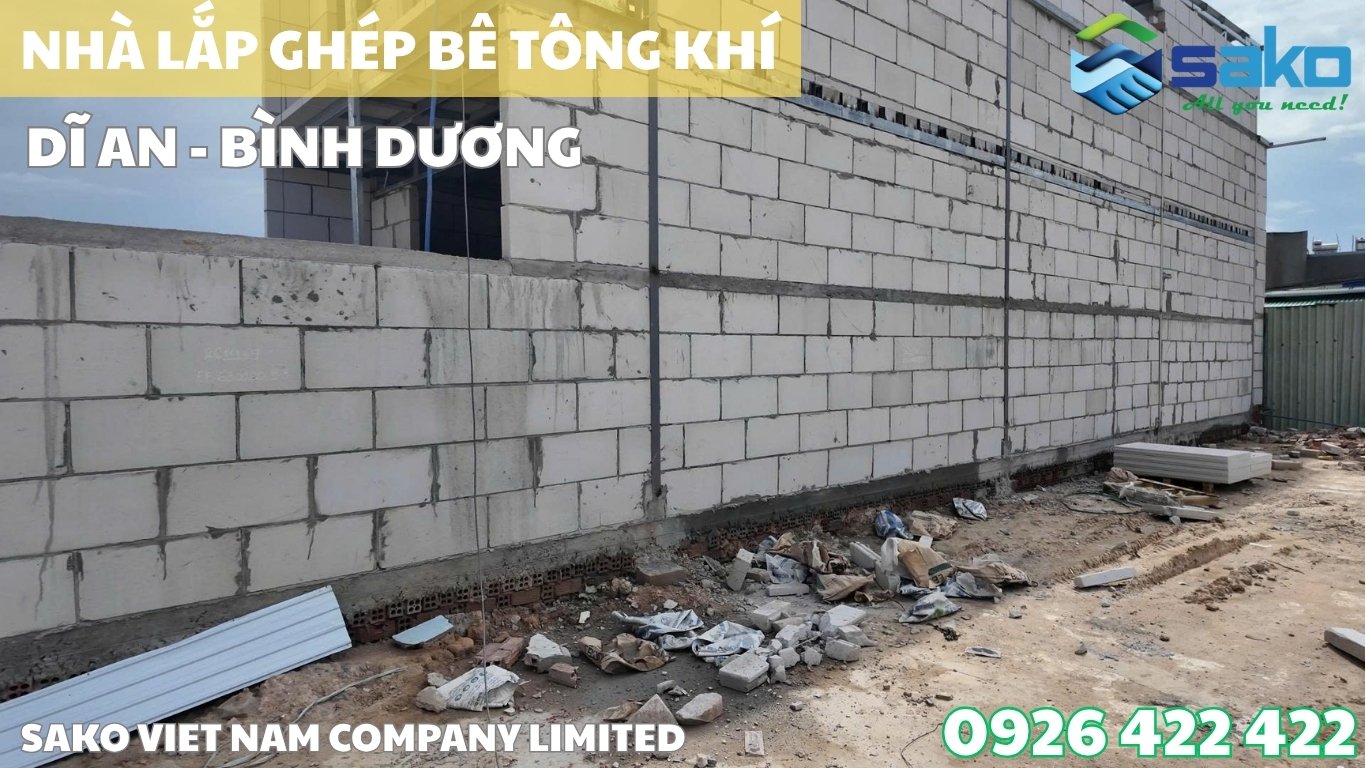 Nhà lắp ghép bê tông khí tại Bình Dương
