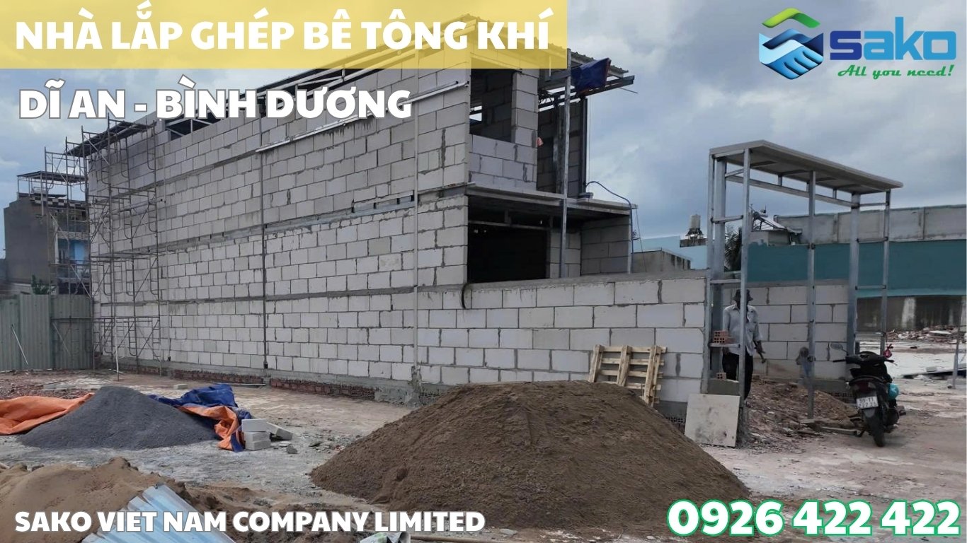 Nhà lắp ghép bê tông khí tại Bình Dương