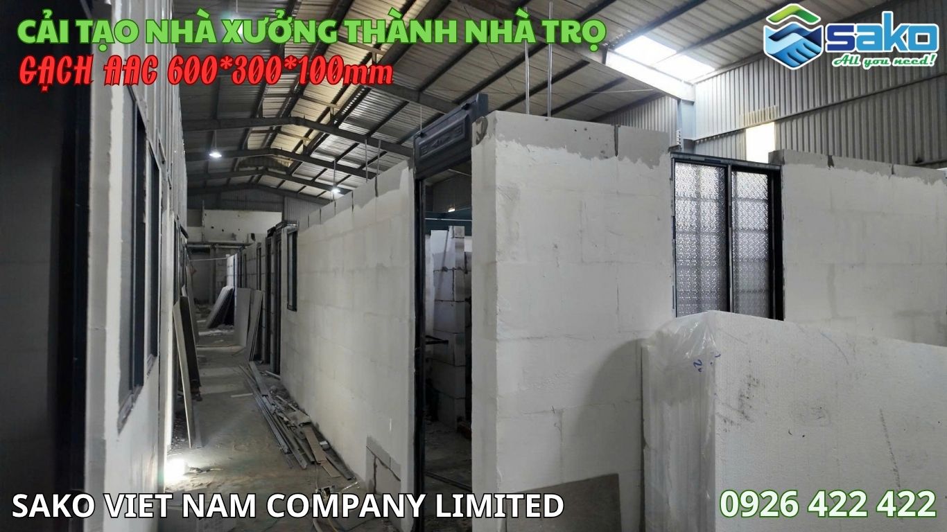 Gạch AAC cho nhà xưởng - Cải tạo nhà trọ nhanh tại Q.12 TP.HCM
